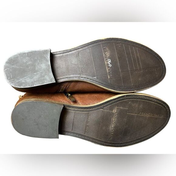 Franco Sarto Keegan Oiled Distressed Leather Ankle Booties Chestnut Brown SZ 10 - Picture 8 of 8